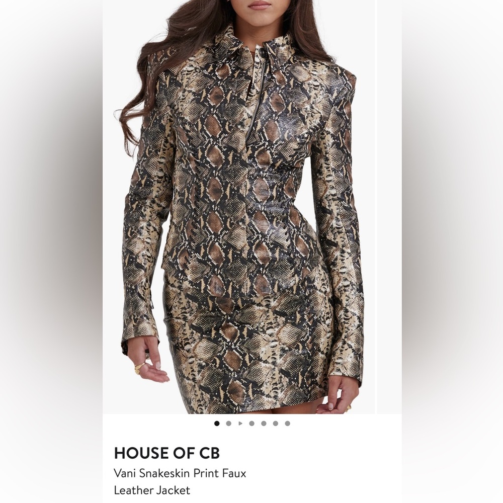 House of CB Snakeskin Print Leather Jacket